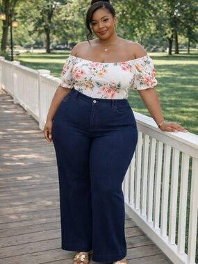 Ava & Viv Navy Wide Leg Jeans 24